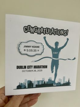 The Perfect Keepsake for Any Athlete: This&nbsp;Personalized Memento Card&nbsp;is the ideal way to celebrate the significant athletic achievement. It&rsquo;s a beautiful and meaningful keepsake that can be framed or stored as a reminder of the hard work and dedication that led to their success.

Order Today:

Available in 4 unique designs.
Personalized with the athlete&rsquo;s name, number, and race time.
Glitter, ribbon, and gem details&nbsp;to make the card sparkle.

This card is not just a congratulatory gesture, but a&nbsp;special memento that celebrates the athlete&rsquo;s dedication and hard work.