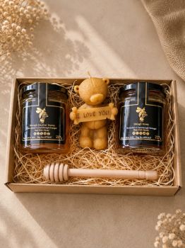 Express your love in the sweetest way with our beautifully curated "I Love You" Gift Box. Perfect for anniversaries, special occasions, or just to show you care, this delightful collection includes:


Wildflower Honey Jar: A jar of our exquisite wildflower honey, bursting with the flavors of nature&rsquo;s blooms, ideal for sweetening teas or drizzling over breakfast favorites.


Heather Honey Jar: A jar of luxurious heather honey, known for its rich taste and floral aroma, perfect for adding a touch of gourmet sweetness to any dish.


"I Love You" Beeswax Candle: A charming beeswax candle featuring a heartfelt "I Love You" message, creating a warm and romantic ambiance that enhances any moment.


Wooden Honey Dipper: A classic wooden honey dipper, perfect for drizzling honey over treats or stirring into beverages, ensuring you savor every drop of sweetness.


This enchanting gift box is a heartfelt way to celebrate love and affection, making it a thoughtful present for your special someone.