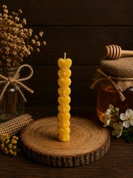 Infuse your space with warmth and charm using our&nbsp;Heart Honeybee Taper Candle. This elegantly slim, heart-embossed taper candle is made from 100% pure beeswax, creating a natural, subtle honey scent that enhances any atmosphere. With a length of 150mm and a burn time of around 8 hours, this 38g candle is perfect for special occasions, romantic dinners, or simply adding a sweet touch to your everyday decor. Enjoy a clean, long-lasting burn that only beeswax can provide, wrapped in a delicate heart design.

Dimensions:&nbsp;150mm (length) x 20mm (width)
Weight:&nbsp;38g
Burn Time:&nbsp;8 hours
Material:&nbsp;100% Pure Beeswax (Eco-friendly, Non-Toxic, and Slow-Burning)

A lovely addition to any candle collection or a thoughtful gift for someone special. Light up love with every glow! 🕯️💛