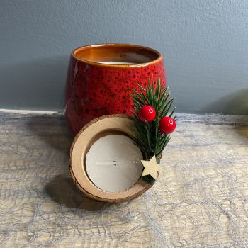 Rustic Christmas candle holders