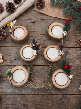 Rustic Christmas candle holders