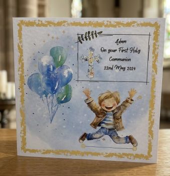 Handmade Personalised Boy's First Communion Card - Gift for boys, First Communion celebration, cards for boys. Confirmation card .