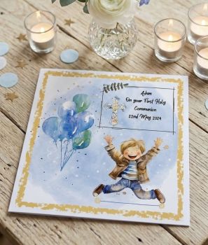 Handmade Personalised Boy's First Communion Card - Gift for boys, First Communion celebration, cards for boys. Confirmation card .