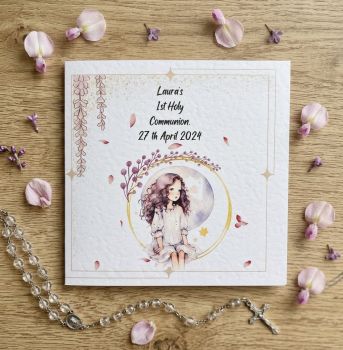 Custom First Communion Card for Girls - Personalised Religious Keepsake.Confirmation card. Greeting card for girls. First Communion keepsake