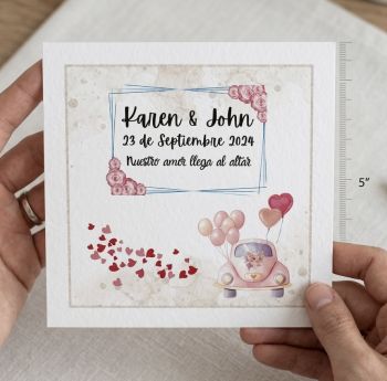 Handmade Personalised Wedding Card - Custom Name and Date. Wedding keepsake gift. Card for couples.