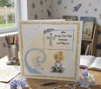 Handmade Personalised Boy's First Communion Card - Gift for boys, First Communion celebration, cards for boys. Confirmation card .