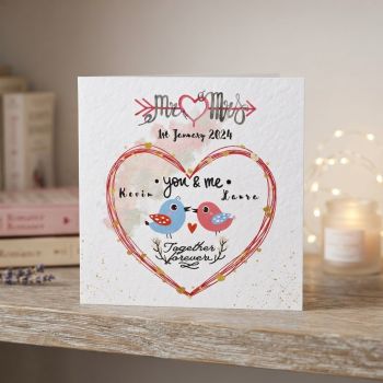 Handmade Personalised Wedding Card - Custom Name and Date. Wedding keepsake gift. Card for couples.