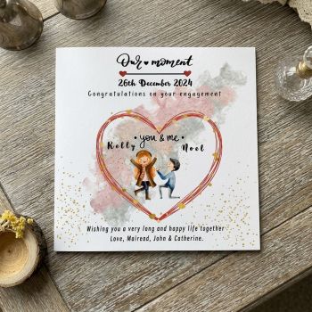 Handmade Personalised Engagement &amp; Wedding Card - Custom Love Greeting. Card for couples.