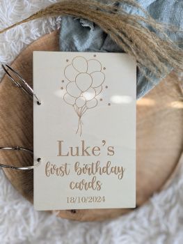 Preserve precious birthday memories with our Personalized Birthday Card Keeper, a practical yet elegant keepsake crafted from 3mm basswood. Featuring engraved designs and personalized with names or an optional date, this card keeper is a meaningful way to celebrate special moments year after year. Choose from five beautiful designs or request a custom design for a truly one-of-a-kind keepsake.
Designed for easy use, the card keeper includes two large 63mm binder rings, allowing you to store and flip through your cherished cards effortlessly. Add an extra personal touch with an optional heartfelt message engraved on the back for a small additional fee. Whether it&rsquo;s for yourself or as a thoughtful gift, this card keeper is perfect for commemorating birthdays and special milestones.