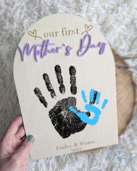 Celebrate motherhood with a personalized Mother&rsquo;s Day keepsake plaque, crafted from 3mm basswood with engraved or acrylic details. Designed to hold baby handprints, this heartfelt gift preserves precious memories for years to come.