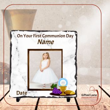 Personalised First Holy Communion Photo Slates is a very popular personalised gift keepsake of a special day. They can be personalised with a picture and with a date or name on them. And are available in different shapes and sizes. Another special personalised gift from Gifted Lane&nbsp;