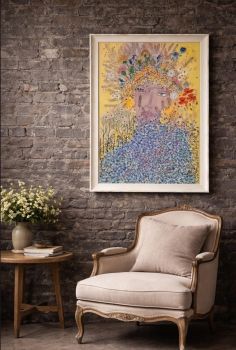 Beautiful acrylic painting with distressed wood frame!
75/55 cm!