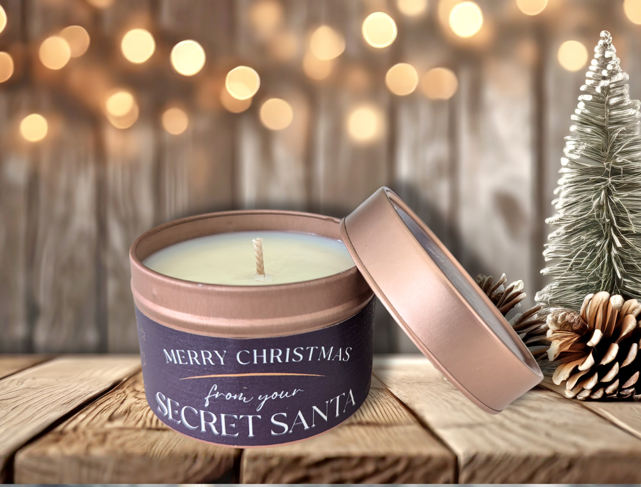 Looking for the perfect Secret Santa or Kris Kringle gift? Our Secret Santa Christmas Candle is a thoughtful surprise wrapped in a chic rose gold tin. Infused with the nostalgic scent of Christmas Wishes – a comforting blend of clove, orange, and cedarleaf – it fills any space with warmth and festive cheer. With approx. 15 hours of burn time and a handy 100g size, it’s a charming way to spread holiday magic without breaking the budget. A gift of warmth, joy, and a touch of mystery – perfect for the season of giving! This Christmas candle collection is new to our own brand Liabelle Burn Time: Approx 15hrs Scent: Christmas Wishes - Clove, Orange & Cedarleaf Volume: 100g"