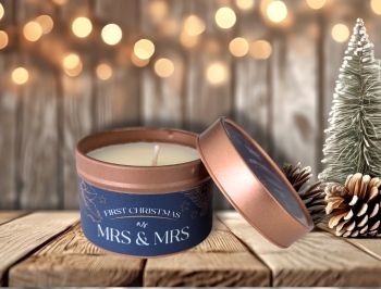 Celebrate the joyous milestone of your first Christmas as Mrs. & Mrs. with our specially crafted Rose Gold First Christmas As Mrs & Mrs Candle. This elegant and sentimental candle is designed to encapsulate the warmth of your new union, making it the perfect addition to your festive celebrations. This Christmas candle collection is new to our own brand Liabelle Burn Time: Approx 15hrs Scent: Christmas Wishes - Clove, Orange & Cedarleaf Volume: 100g