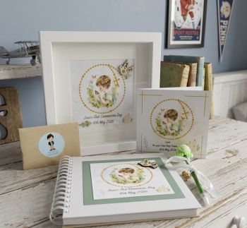 Personalised Communion frame for boys. Handmade First Communion gift set.