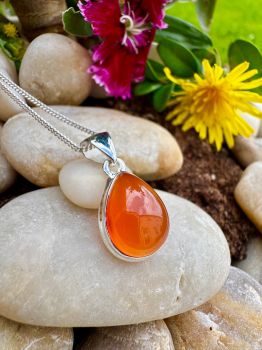 Pear drop&nbsp;Carnelian&nbsp;bezel set in Sterling&nbsp;Silver Necklace
Metal: Sterling SilverGem: Genuine&nbsp;CarnelianStone Size: 14mm x 10mm