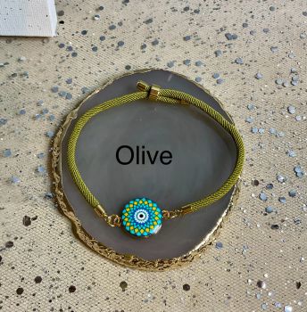 Colourful , adjustable cord bracelets.