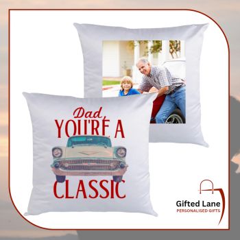 Personalised Father's Day Cushions is a keepsake and a personalised gift for Fathers, New Fathers, Grand Fathers even the Uncles for a special day or occasion. They can be personalised with any picture or text on them and are available in Square or Heart Shaped Cushion. Check out our store today view our full range of personalised gifts from Gifted Lane. Remember a personalised gift from Gifted Lane is always a special gift