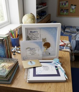 Handmade , personalised First Communion Scrapbook Album and frame set.
