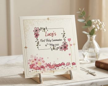 Custom First Communion Card for Girls - Personalised Religious Keepsake.Confirmation card. Greeting card for girls. First Communion keepsake