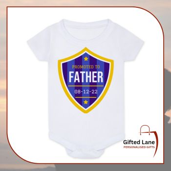 Personalised Father's Themed Baby Vest are a fun and unique gift for a baby and Fathers for any occasion like Birthdays, Fathers Day and even New Dads. They are white in colour and can be personalised on both sides with any picture or text on them and with a date or name on them. Another special personalised gift from Gifted Lane