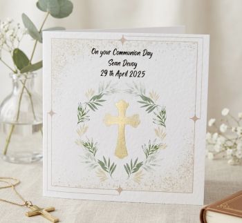 Custom First Communion Card .Personalised Religious Keepsake.Confirmation card. Religious Greeting card. First Communion keepsake.