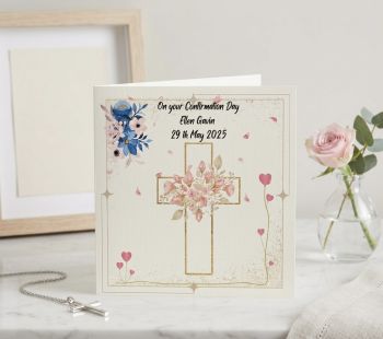 Custom First Communion Card .Personalised Religious Keepsake.Confirmation card. Religious Greeting card. First Communion keepsake.