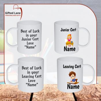 Give someone a little gift of a personalised Leaving / Junior Cert Exam Mug from Gifted Lane to show that you are thinking about them and wish them well with their exams. They can be personalised with any picture or text and message on them. Another special personalised gift from Gifted Lane. Remember a personalised gift from Gifted Lane is always a special gift.
