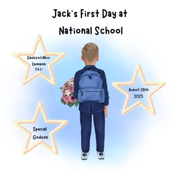 🎒&nbsp;A Beautiful Keepsake for a Little Boy&rsquo;s First Day of School&nbsp;🎒
Make his&nbsp;first day of school&nbsp;extra special with a&nbsp;handmade Trinket Card&nbsp;&mdash; a keepsake to&nbsp;treasure forever.
Perfect for&nbsp;sons,&nbsp;grandsons,&nbsp;godsons,&nbsp;brothers,&nbsp;cousins, or special little&nbsp;friends, this card captures the excitement and pride of a big milestone.
✨&nbsp;Personalised with:


His&nbsp;name


School name


Date&nbsp;of his first day


Your chosen&nbsp;relation


💙 Choose from a range of&nbsp;hairstyles,&nbsp;hair colours, and&nbsp;skin tones&nbsp;to make it truly personal and meaningful.
🖍️ Designed to be&nbsp;framed with a photo from the big day, this card becomes a lasting memory of that proud moment.
🌟&nbsp;Handmade with love&nbsp;and finished with subtle design details &mdash; a card to give, a memory to keep.

🎨 Customise His School Look!
You can personalise the outfit with the following options:
👖&nbsp;Trousers: Navy, Grey, or Green👕&nbsp;Shirt: White or Light Blue🎒&nbsp;School Bag: Blue or Maroon
To request changes, simply add your preferences in the&nbsp;"Additional Information"&nbsp;section at checkout.If no preferences are noted, your card will be created using the&nbsp;default colours shown in the product photos.