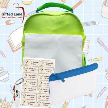 Check out our Personalised School Bag and accessories packages which are now available at discount rates. These packages can make a special and unique gift for a Child or for a School Bag and accessories. They can be personalised with any pictures or text on them with a child favourite picture or hobby, cartoon, music or sporting star and their name on them if you wish.&nbsp; Another special personalised gift from Gifted Lane. Check out our store today like, comment and review on our full range of personalised gifts from Gifted Lane. Remember a personalised gift from Gifted Lane is always a special gift