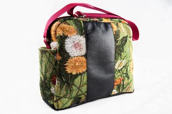 Exclusive handmade shoulder bag, Dandelion printed sturdy twill fabric with zip closure and adjustable shoulder strap.