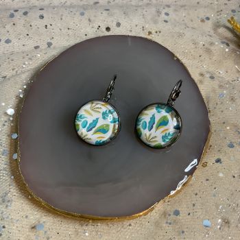 Handmade french cabochon earrings. Gift for her. Handmade jewellery. Jewellery set with glass dome.
&nbsp;
