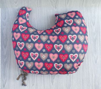 My breast cancer surgery support pillows are ideal for use directly after surgery, or in the following weeks while healing takes place. * This support cushion is shaped to fit comfortably under the affected arm, and is filled with hollow polyester fibres to a fairly firm finish, not too hard or soft, perfect to provide adequate support and comfort. * This pillow reaches mid chest in width, so it will easily cover the surgery area, and provide support&nbsp; and padding.