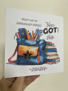 ✨ Good Luck at Secondary School – Class of 2025 Star Pin Card ✨
Send them off to secondary school in style with this charming keepsake card, featuring a gleaming Class of 2025 star pin or badge. Perfect for marking their big milestone, this handmade trinket card is both a heartfelt message and a lasting memento.
Each card is lovingly crafted with care, making their first day even more special. The detachable star pin can be worn proudly on their bag, jacket, or pencil case — a daily reminder to sparkle, shine, and embrace their new adventure.
🎁 Ideal for: first day of secondary school, back-to-school gifts, and milestone keepsakes.💫 Includes: premium card + detachable Class of 2025 star pin/badge.
Handmade. Memorable. Full of first-day magic.