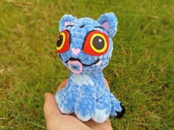 Derpy Tiger inspired toy.
Size is about 13 cm/5 inches
&nbsp;
The toys are knitted from OEKO-TEX certified yarn, stuffed with hypoallergenic fiber. All parts are securely fastened.
Since our knitted toys are handmade, there may be slight differences with the visual.