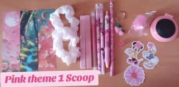 Choose up to 6 Mystery Scoops, You could get Pens, Gel Pens, Highlighters, Keyrings, Bookmarks, Hair Scrunchies, Pencils, Mystery Item