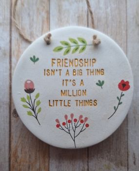 This gorgeous little keepsake is made with air dry clay and is for indoor use only. It measures approx 8cm. Colour has been added using decoupage applied to the clay.&nbsp;