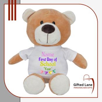 Create a memory and mark the special occasion of the First Day of School or Pre School with a personalised teddy bear with some text and the Child's Name and / or Date on it. Another special personalised gift from Gifted Lane. Check out our store today and see, like, comment and review on our full range of personalised gifts from Gifted Lane. Remember a personalised gift from Gifted Lane is always a special gift.