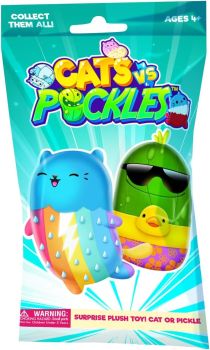 Join the silliest rivalry ever &ndash; Cats vs Pickles! Each mystery bag contains one super-soft, bean-filled plush. Will you get a cat or a pickle?Units sent at random!