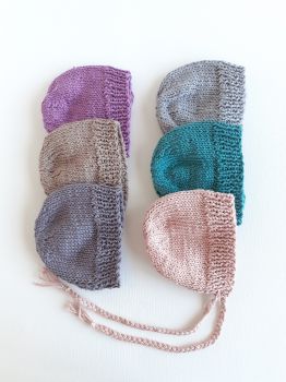 100% organic cotton newborn bonnet, perfect for any season of the year, great as a new baby gift