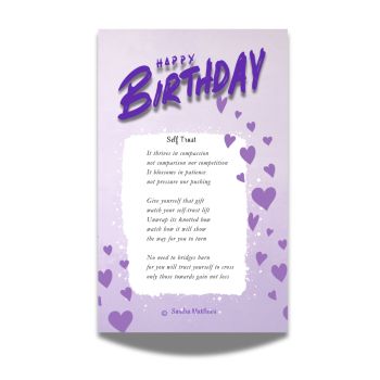 Small cards, words that touch.
Self Trust Birthday Card with original poetry from Sandra Matthews. A poem about learning to trust yourself.