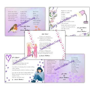 Bundle of 5 Poetry Postcards with original poetry from Sandra Matthews. 