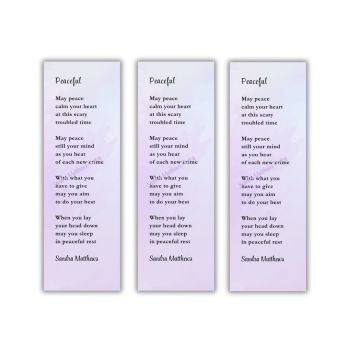 Trio of Peaceful Bookmarks from Irish poet Sandra Matthews&nbsp;
Small bookmarks, words that touch