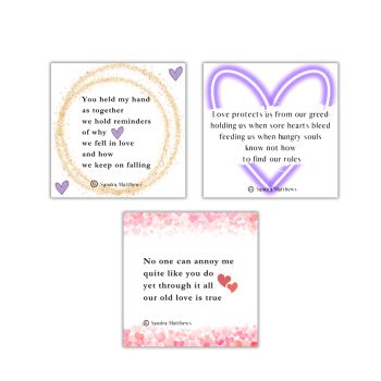Love Trio of Mini Magnets with original poetry from Sandra Matthews