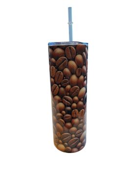 This 20oz stainless steel tumbler features a stylish coffee bean design, a coffee slide top, and a reusable straw. Double-walled for lasting temperature control, it&rsquo;s perfect for coffee lovers on the go.
&nbsp;