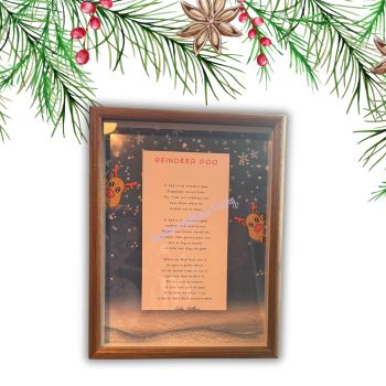 Do you believe in Santa? This poem will help you to..
Reindeer Poo Frame from Sandra Matthews
Original poetry 
