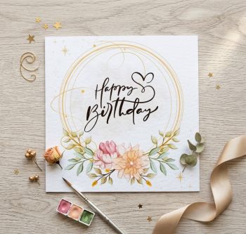 Beautiful Birthday card with flower design.