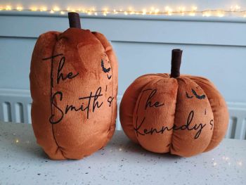 PERSONALISED Tall 18cm Orange Plush Pumpkin Autumn Halloween 