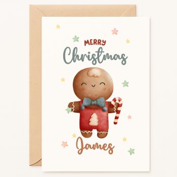 Personalised Gingerbread Christmas Card with Name &ndash; Handmade in Ireland | Printarelle
 
Celebrate the holidays with this personalised Christmas card featuring a cute festive design. Add any name for a custom keepsake perfect for kids, family, or friends. Printed on premium 300gsm cardstock, available in A5 or A6, blank inside for your message, and paired with a kraft envelope. Handmade in Ireland with care. How to Personalize Your Card:

Select your desired card size (A6 or A5).
In the designated "Personalization Box" (or notes to seller during checkout), please clearly provide&nbsp;the name you would like printed on the card (e.g., "Charlotte").
Please double-check the spelling for accuracy to ensure perfection!

Why You&rsquo;ll Love It
&nbsp;


📝 Premium 300gsm Cardstock: Printed on thick, smooth cardstock for a durable, elegant finish. The inside is blank, providing you with plenty of room to write heartfelt Christmas wishes, share family updates, or include a personal note.


📦 Kraft Envelope Included: Each card comes with a sturdy, recycled kraft envelope &mdash; perfect for mailing and gifting. Ready to send straight away.


🌍 Handmade in Ireland: Designed and printed in County Cork with care and attention to detail. Every purchase supports a small, independent Irish business.


🎁 A Versatile Holiday Greeting: Ideal for grandparents, parents, friends, teachers, or coworkers. A thoughtful Christmas card that spreads festive cheer to kids and adults alike.


💚 Eco-Friendly Choice: Both card and envelope are recyclable and made with responsibly sourced FSC-certified paper, making this a sustainable gift.


✨ Quality You Can Feel: Professionally finished, smooth, and sturdy &mdash; crafted to last as a meaningful holiday keepsake.

