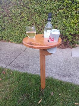 Handmade portable drinks table,